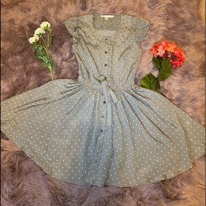 Lauren Conrad Grey Pink polka dot dress